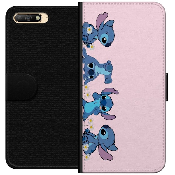 Huawei Y6 (2018) Tegnebogsetui  Stitch Grin & Leg – Perfekt