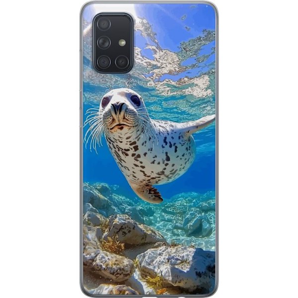 Samsung Galaxy A71 Gennemsigtig cover Salg Hav Svømning Dyremotiv Natur Vandmotiv Blåt Design Marin Tema Populært Motiv Dyreliv