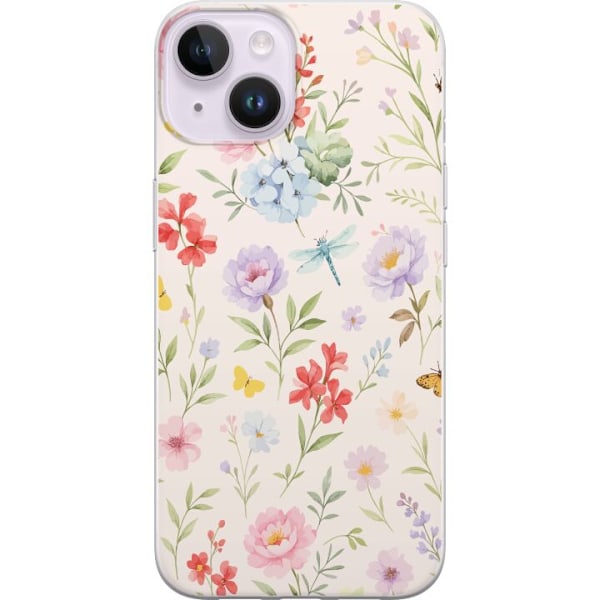 Apple iPhone 15 Plus Genomskinligt Skal Blommor