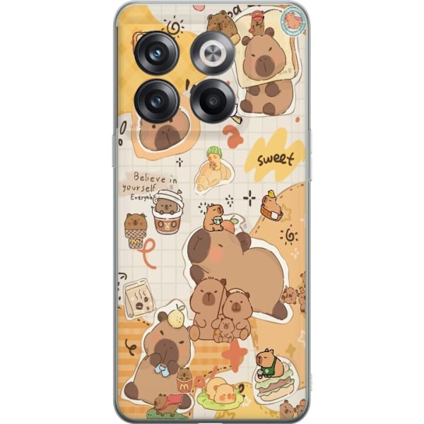 OnePlus 10T Läpinäkyvä kuori Kawaii capybara mobilskal med gulliga djurmotiv