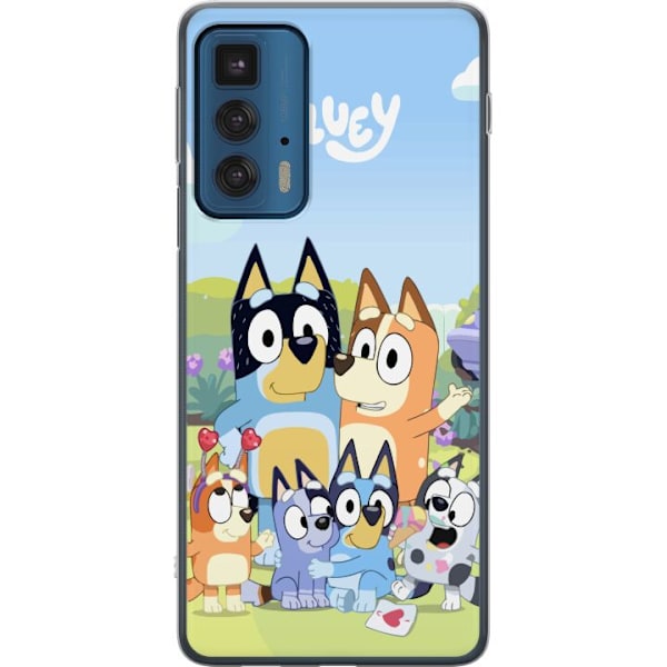 Motorola Edge 20 Pro Genomskinligt Skal Bluey mobilskal med hela familjen i färgglad design