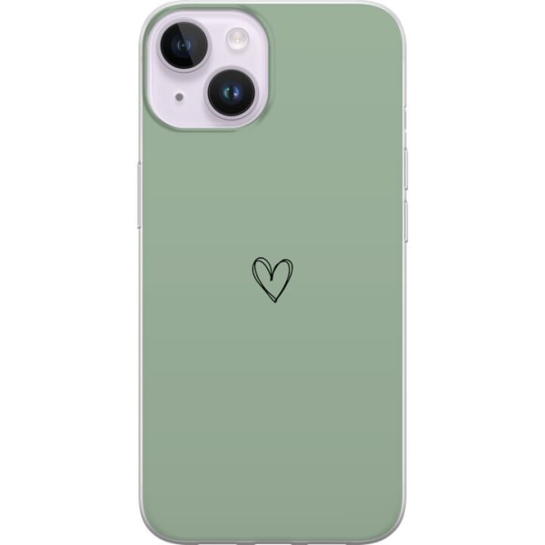 Apple iPhone 14 Gennemsigtig cover Hjerte Grøn