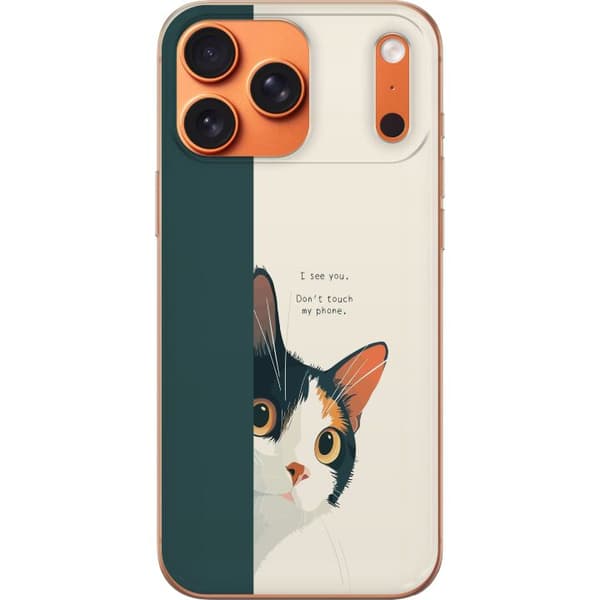 Kompatibelt Mobilskal till Apple iPhone 17 Pro Max Katt som kikar fram beige