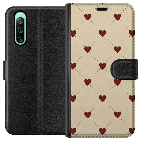 Sony Xperia 10 IV Lompakkokotelo Sydänverkko