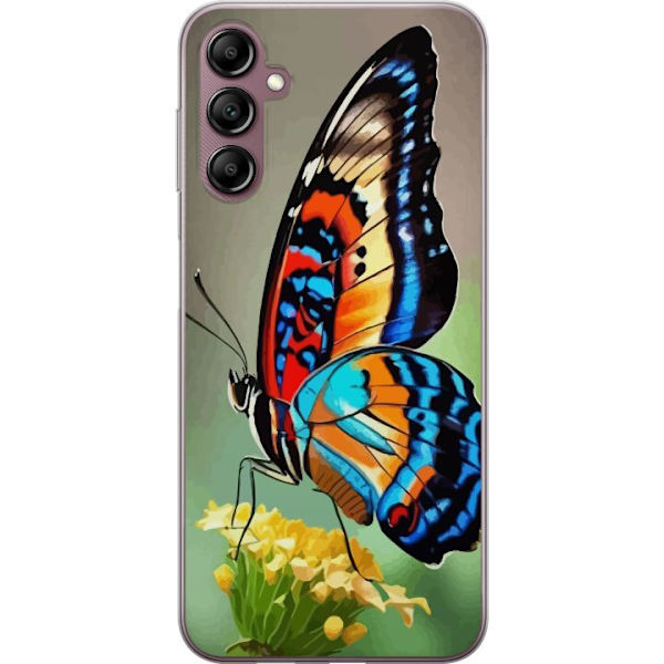 Samsung Galaxy A14 5G Genomskinligt Skal Fjäril Natur Sommar Motiv Vingar Färgstark Design Populär Dekor Grafiskt Exotiskt Tema