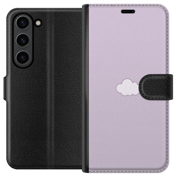 Samsung Galaxy S24 Plånboksfodral Lila Moln – minimalistiskt moln på lila bakgrund