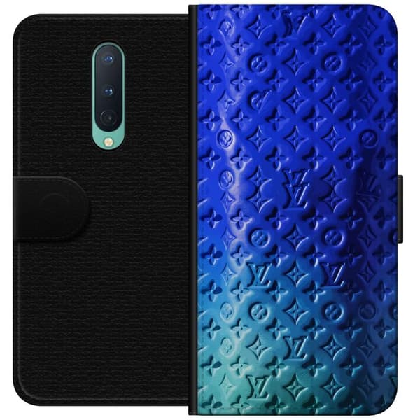 Kompatibelt Lommeboketui til OnePlus 8 Blått luksuriøst monogrammønster med elegant preget tekstur blå