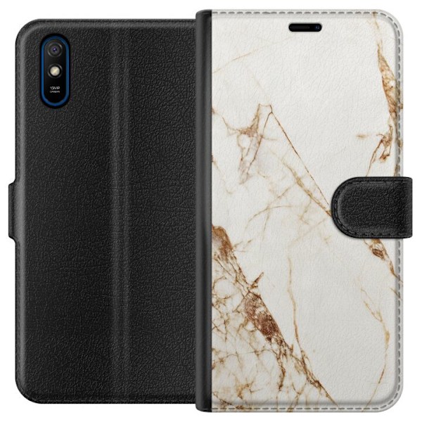 Xiaomi Redmi 9A Plånboksfodral Vit marmor