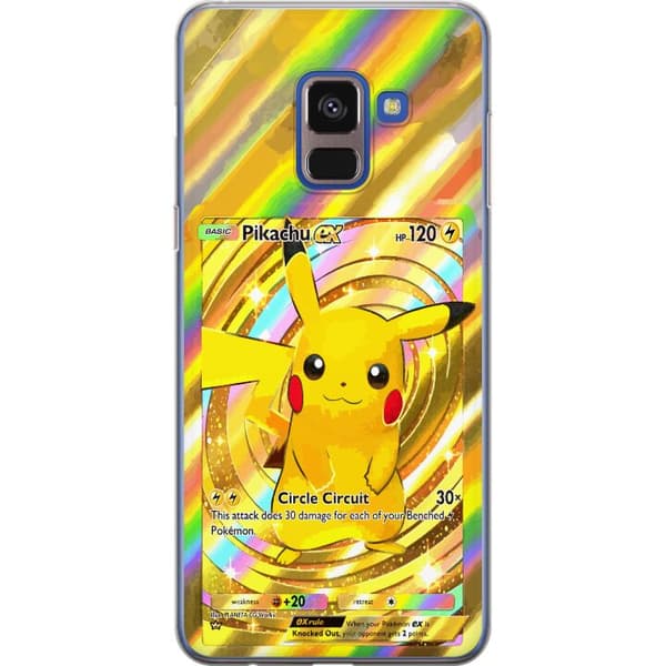 Kompatibelt Mobildeksel til Samsung Galaxy A8 (2018) Gullig Pikachu EX samlebilde med regnbueeffekter gull