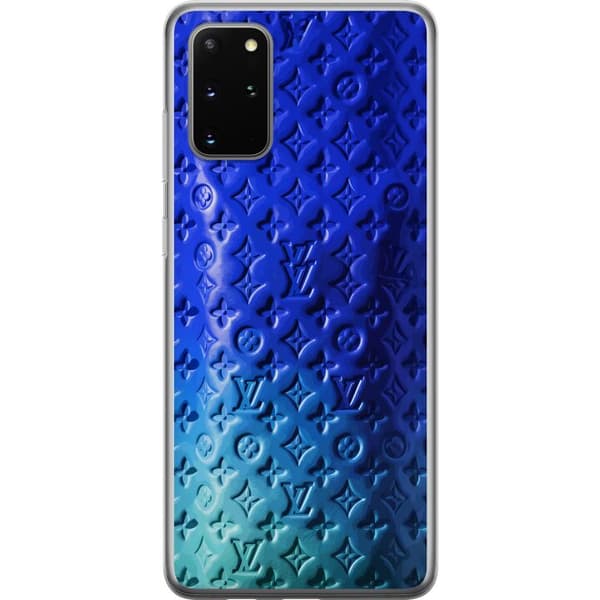 Kompatibelt Mobildeksel til Samsung Galaxy S20+ Blått luksuriøst monogrammønster med elegant preget tekstur blå