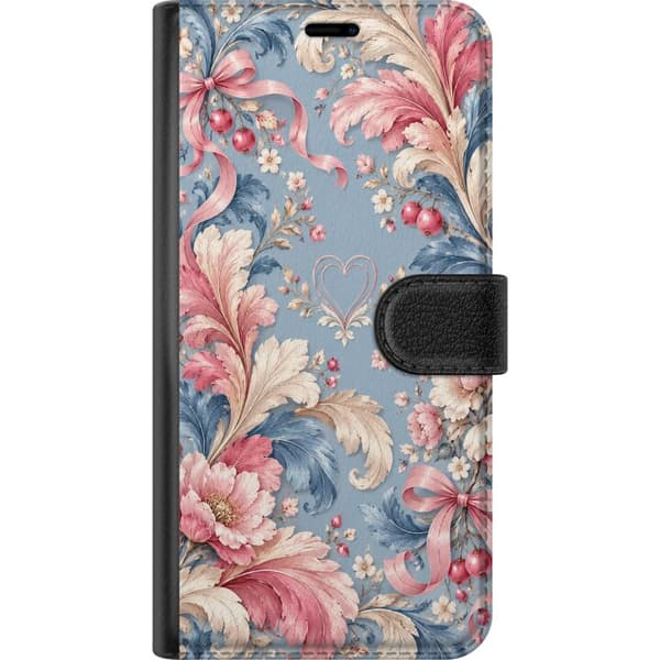 Kompatibelt Plånboksfodral till Samsung Galaxy S24+ Blomsterornament blå