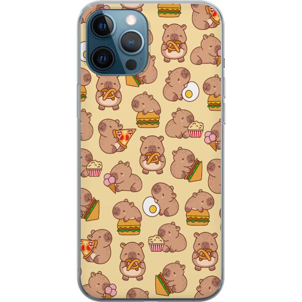 Apple iPhone 12 Pro Gennemsigtig cover Kawaii capybara mobilcover med flere søde figurer