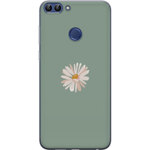 Huawei P smart Genomskinligt Skal Grön Minimalblomma – stilren blomma på grön bakgrund