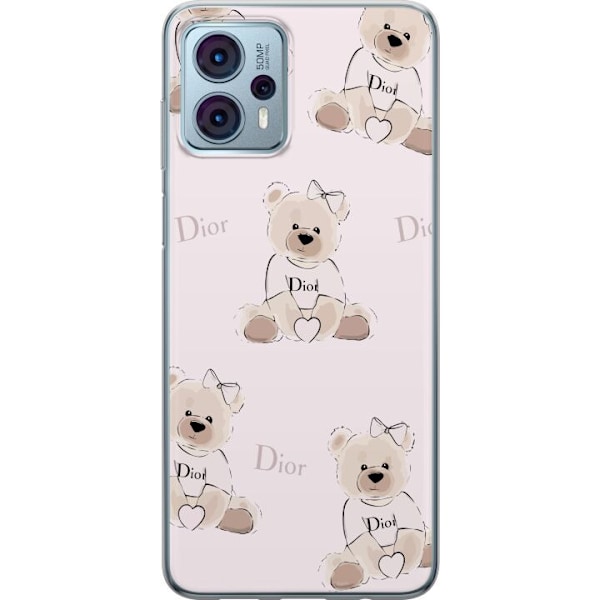 Motorola Moto G23 Gennemsigtig cover Teddy Dior Vibes - luksuriøs bamse i modetil