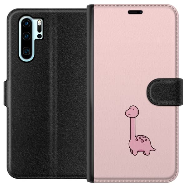 Kompatibelt Lommeboketui til Huawei P30 Pro Rosa dinosaur