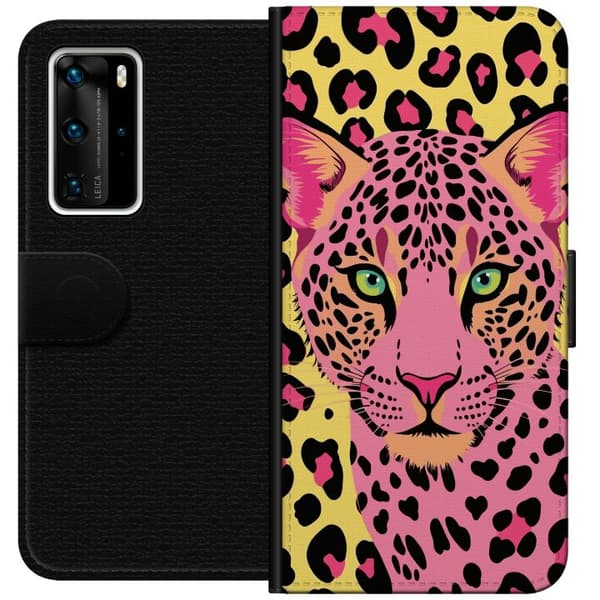 Kompatibelt Lommeboketui til Huawei P40 Pro Rosa leopard rosa