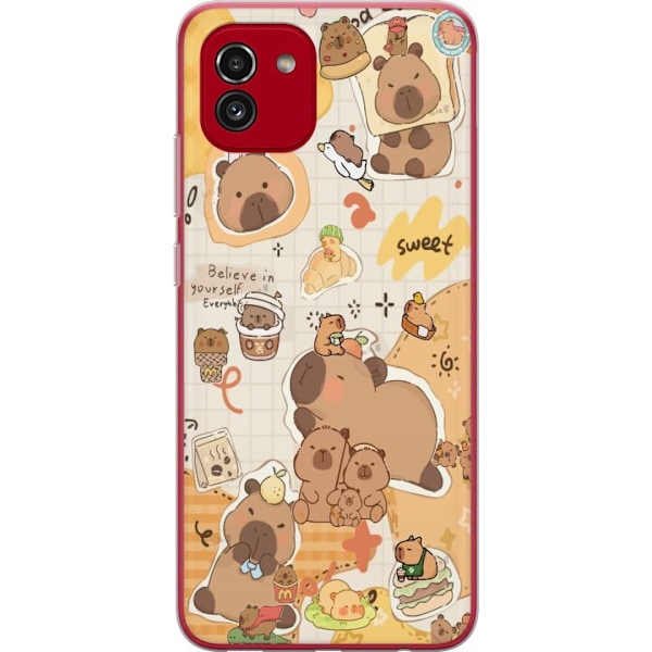 Samsung Galaxy A03 Genomskinligt Skal Kawaii capybara mobilskal med gulliga djurmotiv