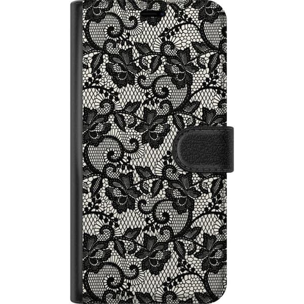 Kompatibel Tegnebogsetui til Apple iPhone 17 Pro Max Sort blondemønster sort