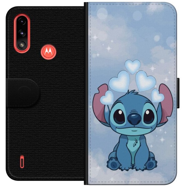 Motorola Moto E7 Power Tegnebogsetui Stitch Hoppende Glæde - Sjovt Design til Gave