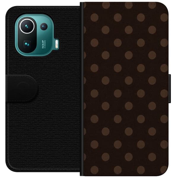 Kompatibelt Plånboksfodral till Xiaomi Mi 11 Pro Mocha Dots brun
