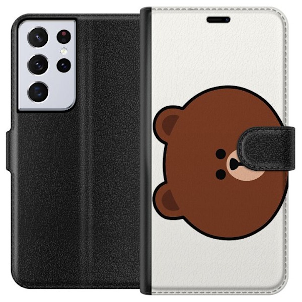 Samsung Galaxy S21 Ultra 5G Lompakkokotelo line friends brown