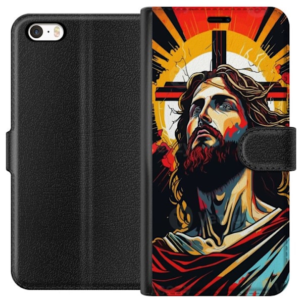 Apple iPhone 5 Lompakkokotelo Jeesus ja Kortti - uskonnollinen