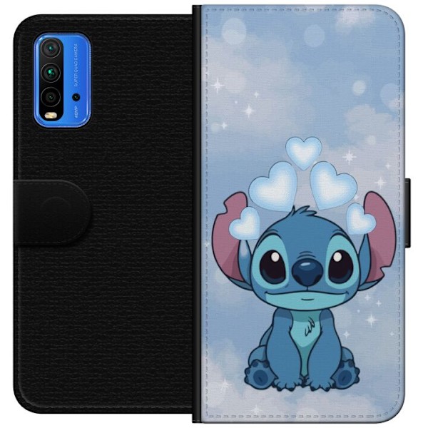 Xiaomi Redmi Note 9 4G Tegnebogsetui Stitch Hoppende Glæde - Sjovt Design til Gave