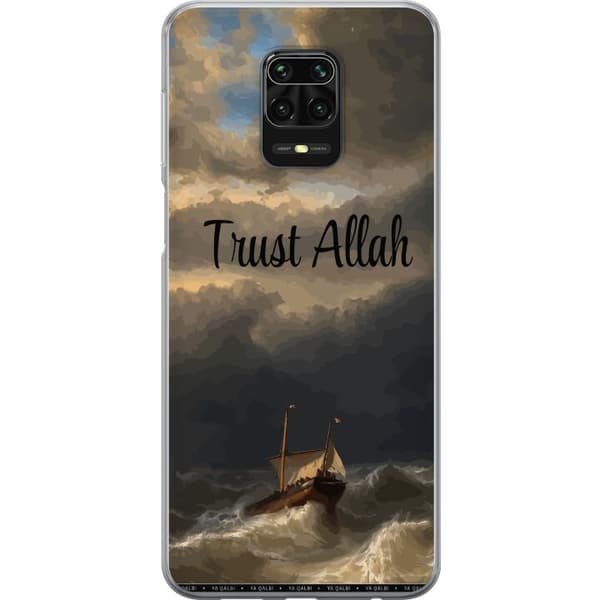 Kompatibelt Mobilskal till Xiaomi Redmi Note 9S Trust Allah över stormigt hav brun