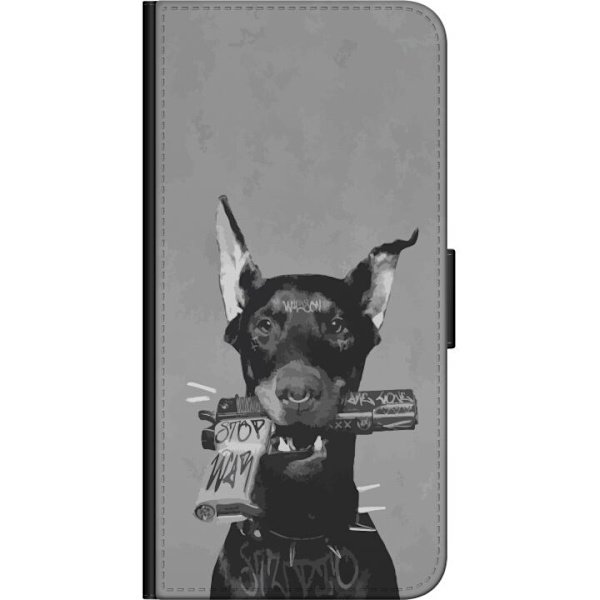 OnePlus 7 Pro Tegnebogsetui Grå Hund Grafisk Design Sejt Dyremotiv Gadekunst Urban Trend Hundeejer Stil Populært Motiv