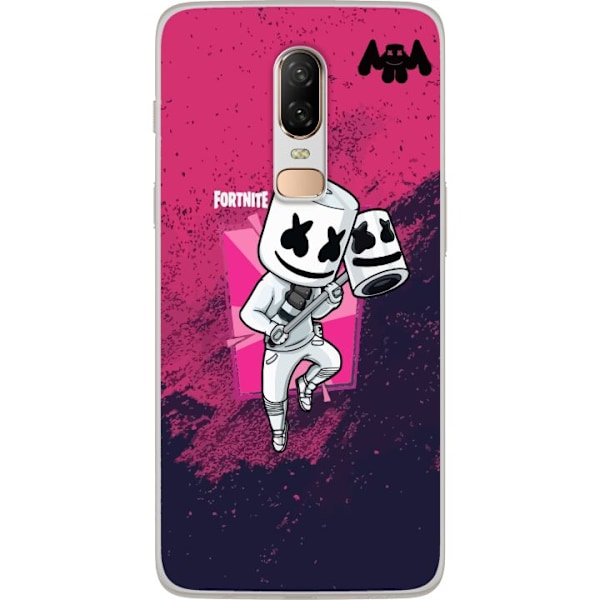 OnePlus 6 Läpinäkyvä kuori Marshmello Fortnite Skin Emote Gaming DJ Hahmo Suosittu Aihe Lapsi Nuori Trendi
