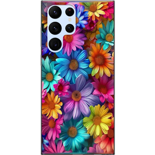 Samsung Galaxy S22 Ultra 5G Läpinäkyvä kuori Gerbera Kukat Värikäs Koriste Kukka Motiivi Suosittu Kotisisustus Väririkas Seinätaide Suunnittelu