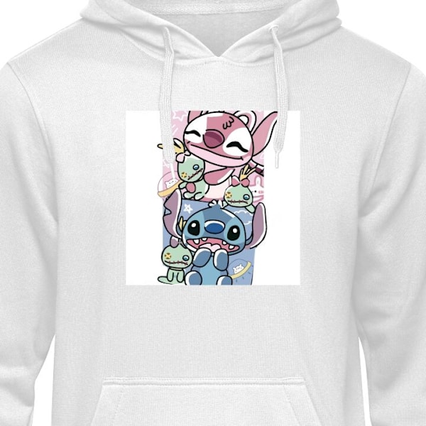 Hoodie för Vuxen | Bekväm Huvtröja Stitch vit M