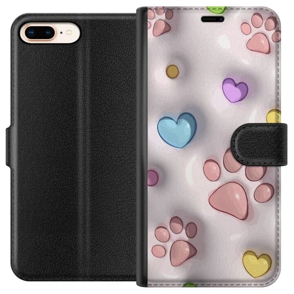 Kompatibelt Plånboksfodral till Apple iPhone 8 Plus Fluffiga Tassar