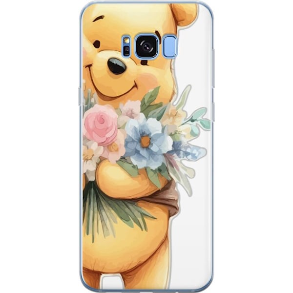 Samsung Galaxy S8 Gennemsigtig cover Nalle Puh med blomster - klassisk børnefavorit i en blomstrende forårs miljø