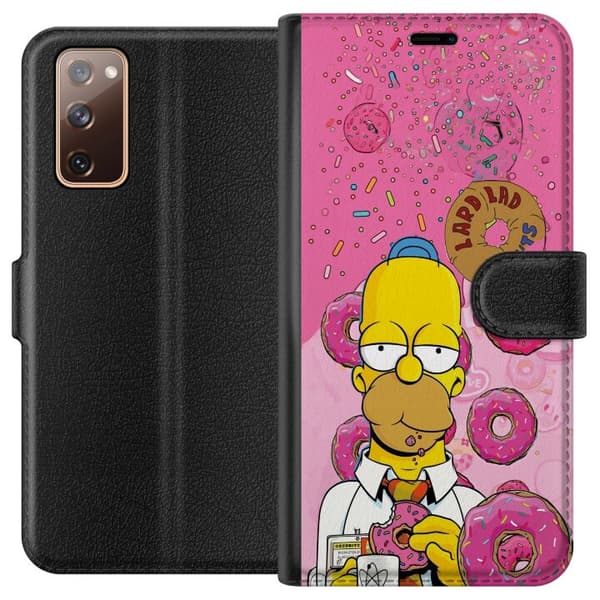 Kompatibel Tegnebogsetui til Samsung Galaxy S20 FE Homer Simpson spiser lyserøde donuts mod en farverig baggrund pink