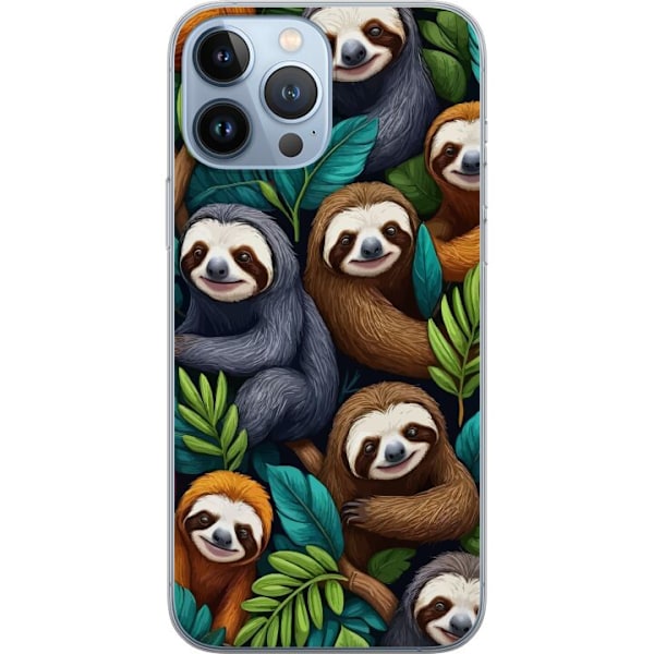 Apple iPhone 13 Pro Max Gennemsigtig cover Sengångarstil - afslappet motiv med sød dovendyr