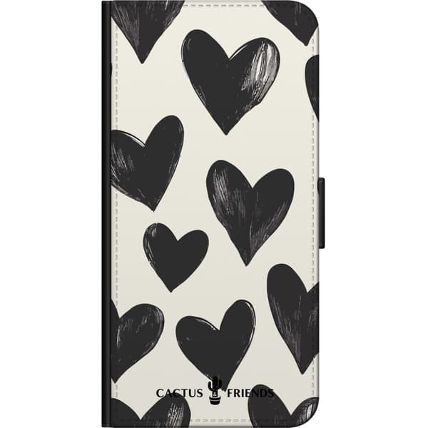 Kompatibelt Plånboksfodral till Samsung Galaxy A03s Cactus and Friends - Bold Black Love Pattern