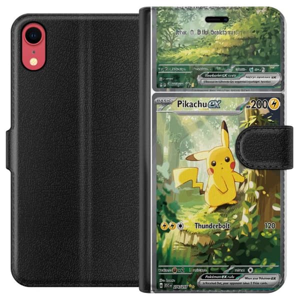 Kompatibelt Lommeboketui til Apple iPhone XR Pikachu grønn