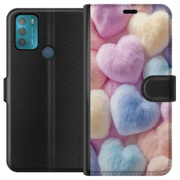 Motorola Moto G50 Tegnebogsetui Hjerter Kærlighed Grafisk Design Romantisk Motiv Populær Symbol Grafisk Mønster Dekoration