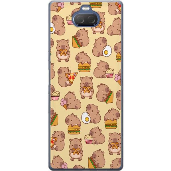 Sony Xperia 10 Plus Gennemsigtig cover Kawaii capybara mobilcover med flere søde figurer