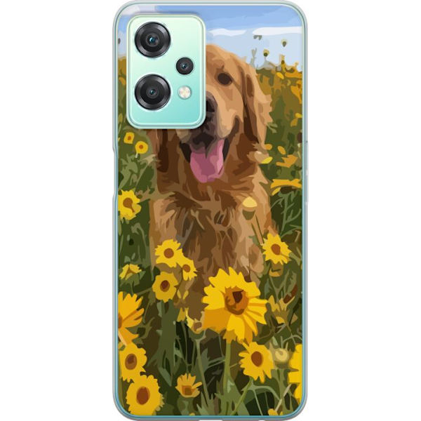 OnePlus Nord CE 2 Lite 5G Genomskinligt Skal Golden Retriever Solrosfält Hundmotiv Natur Sommar Design Populärt Hundras Familjefavorit