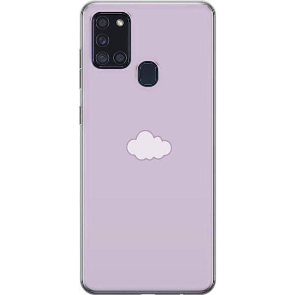 Samsung Galaxy A21s Genomskinligt Skal Lila Moln – minimalistiskt moln på lila bakgrund