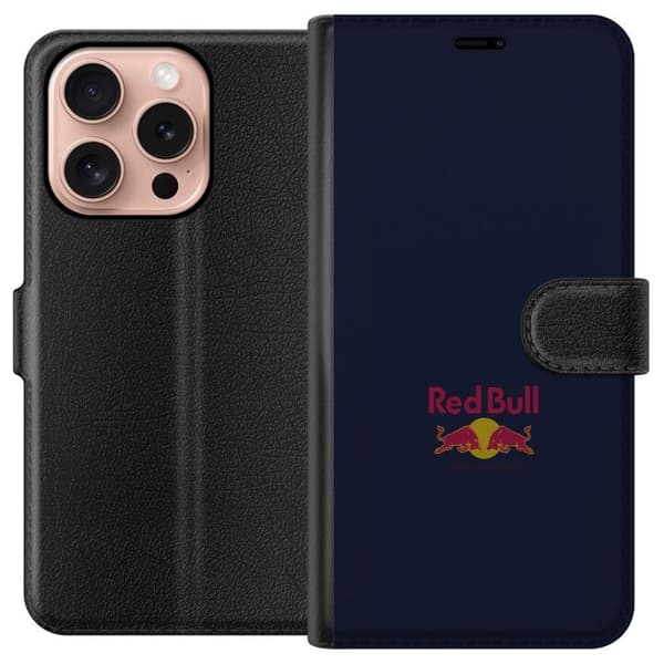 Kompatibel Tegnebogsetui til Apple iPhone 16 Pro Minimalistisk racingdesign med energidrik-tema blå