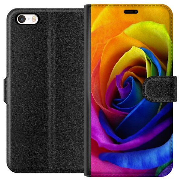 Apple iPhone 5 Tegnebogsetui Regnbue Rose
