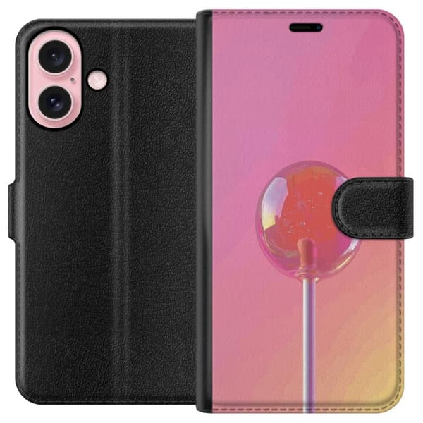 Kompatibel Tegnebogsetui til Apple iPhone 16 Blank lyserød pinde mod blød pastelbaggrund pink