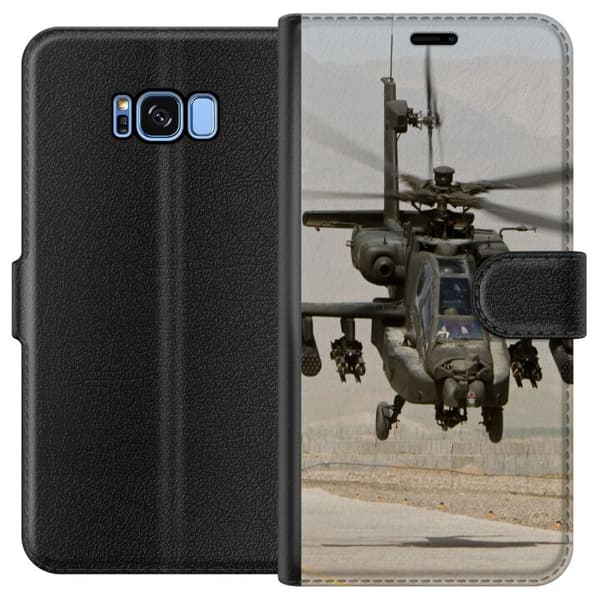Kompatibelt Plånboksfodral till Samsung Galaxy S8 AH-64 Apache Attack Helicopter