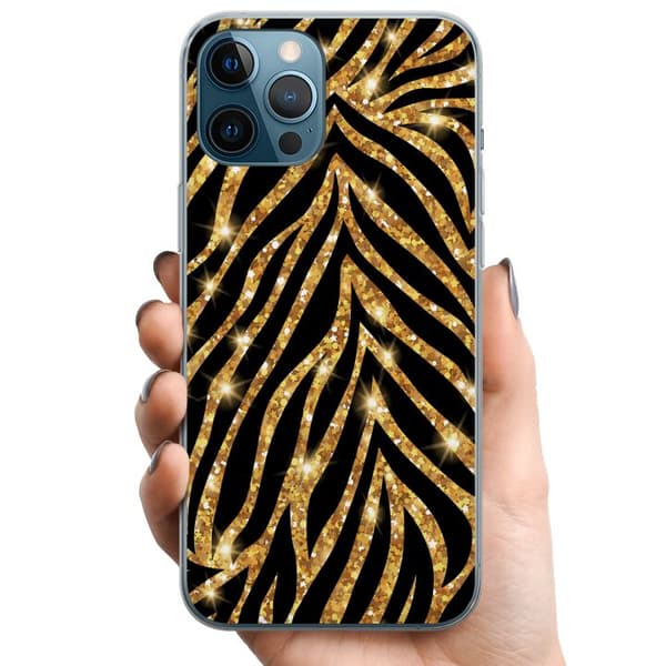 Kompatibelt Mobildeksel til Apple iPhone 12 Pro Max Gull & Glitter