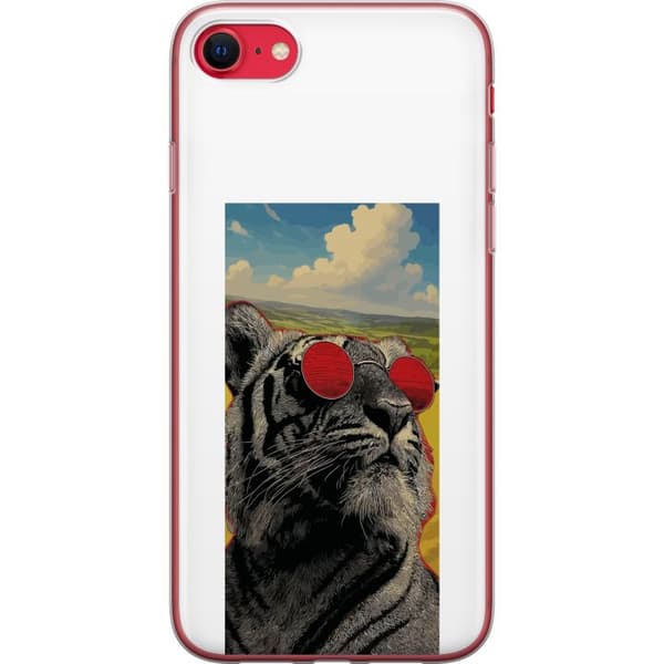 Kompatibelt Mobilskal till Apple iPhone 8 Cool tiger med röda solglasögon i popkonststil grå