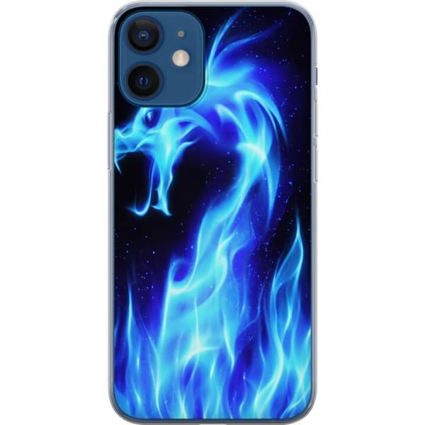Kompatibelt Mobilskal till Apple iPhone 12 Eldlejon i blå energi och mörker