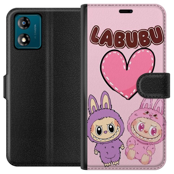 Motorola Moto E13 Tegnebogsetui Labubu Pink Monster